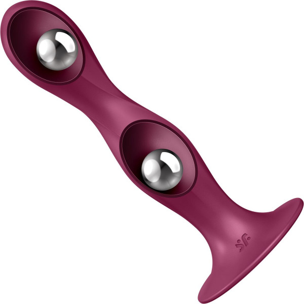 Дилдо Satisfyer Double Ball-R Red, унисекс, подвижные шарики внутри, на присоске, Satisfyer (Германия) - IntimLand