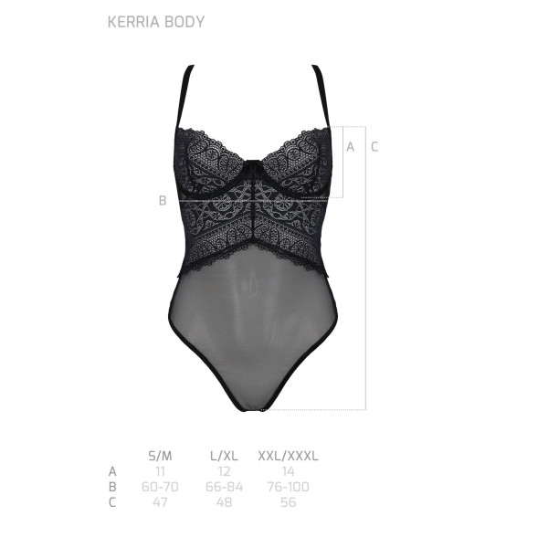 Боди Passion KERRIA BODY black, L/XL, с высокими вырезами и верхом балконет, Passion (Польша) - IntimLand