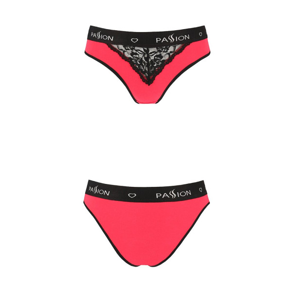 Трусики с широкой резинкой и кружевом Passion PS001 PANTIES M, red-black, Passion (Польша) - IntimLand