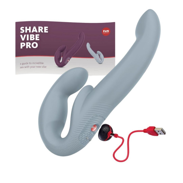 Безремневой страпон с вибрацией Fun Factory SHARE VIBE PRO cool grey, регулируемый, Fun Factory (Германия) - IntimLand