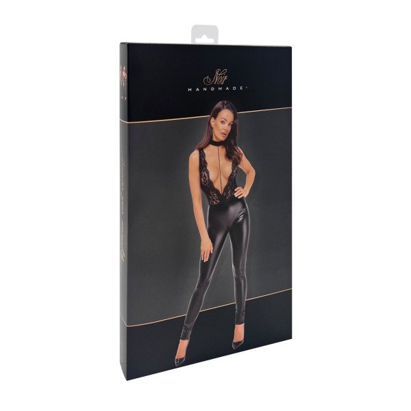 Комбинезон Noir Handmade F298 Libido Deep-V catsuit with collar and pearl chain - L, Noir Handmade (Польща) - IntimLand