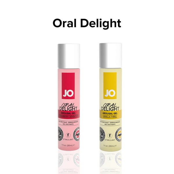 Гель для оральных ласк JO Oral Delight — Strawberry Sensation (30 мл), эффект холод-тепло, JO (США) - IntimLand