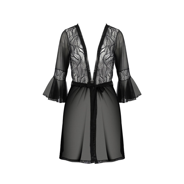 Пеньюар Passion LEAFA PEIGNOIR black S/M - ECO Passion, Passion (Польша) - IntimLand