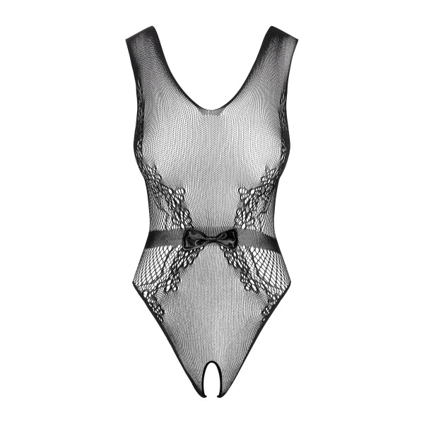 Сітчастий бодістокінг з доступом Obsessive B115 teddy S/M/L, чорний