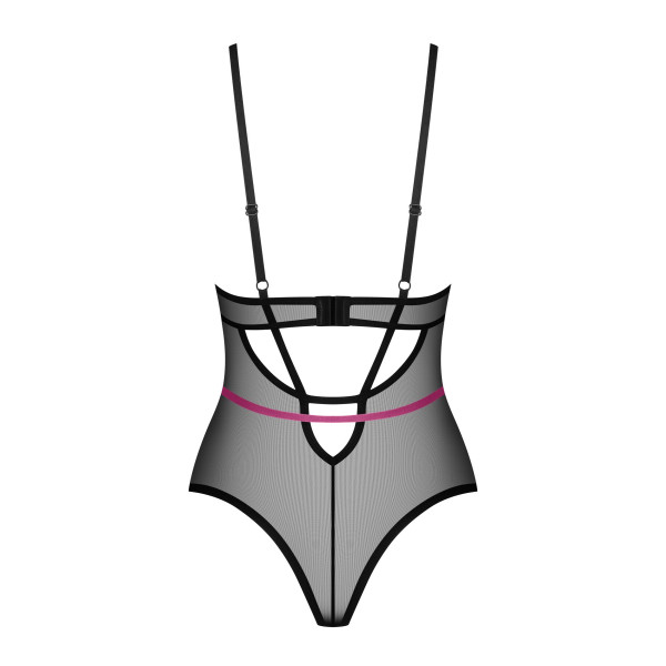 Боди Obsessive Novenes teddy, M/L, прозрачное, чашки на косточках, декор в виде лент, Obsessive (Польща) - IntimLand