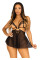 Сорочка беби-долл с открытыми чашками Leg Avenue Lace and mesh babydoll & panty Black M, стринги, Leg Avenue (США) - IntimLand