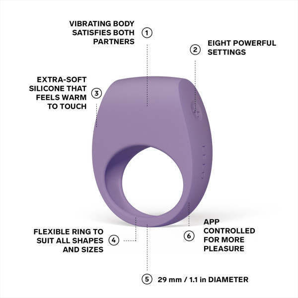 Эрекционное кольцо с вибрацией LELO Tor 3 Violet Dusk, управление со смартфона, Lelo - IntimLand