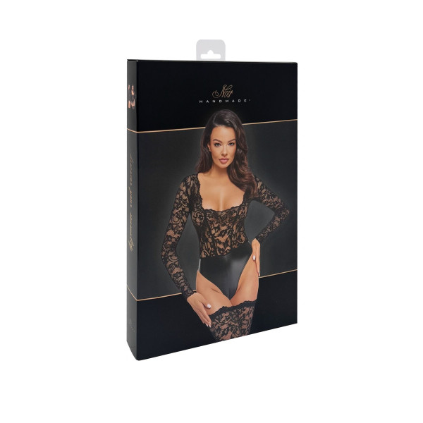 Боди Noir Handmade F296 Psyche bodysuit of lace and wetlook - L, Noir Handmade (Польща) - IntimLand