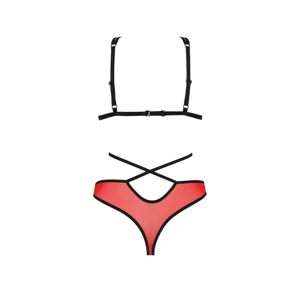 Комплект белья Passion PEONIA SET S/M red, бра, трусики, Passion (Польша) - IntimLand