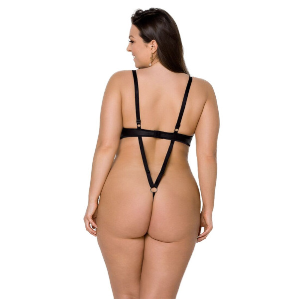 Боди из экокожи Passion CELINE BODY 4XL/5XL black, с доступом, открытый, Passion (Польша) - IntimLand