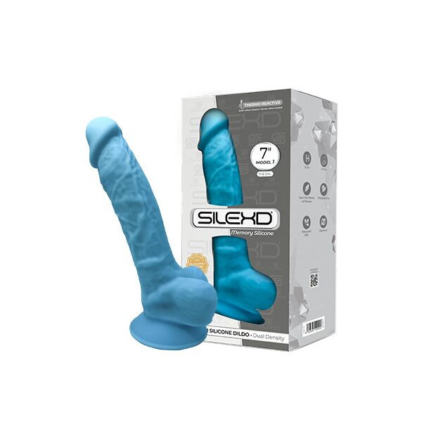 Фаллоимитатор SilexD Johnny Blue (MODEL 1 size 7in), двухслойный, силикон+Silexpan, диаметр 3,8 см, SILEXD (Испания) - IntimLand