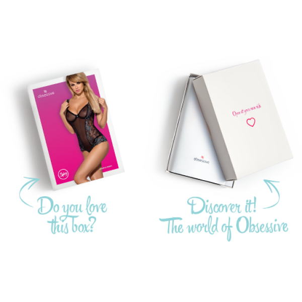 Сетчатое боди на косточках Obsessive Amanta teddy L/XL, черное, с доступом