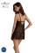 Пеньюар Passion DROSERA CHEMISE black, L/XL, кружевной лиф со стрепами, трусики в комплекте, Passion (Польша) - IntimLand