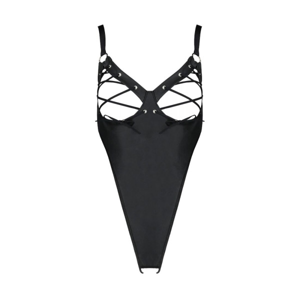 Боди из экокожи Passion CELINE BODY 4XL/5XL black, с доступом, открытый, Passion (Польша) - IntimLand