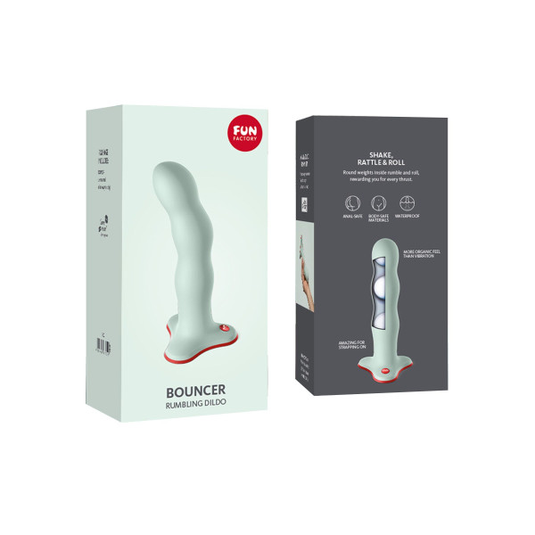 Фаллоимитатор Fun Factory BOUNCER, светло-зеленый, шарики внутри, эффект вибрации, диаметр 3,9 см, Fun Factory (Германия) - IntimLand