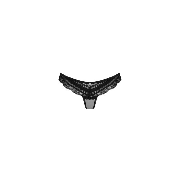 Полупрозрачные трусики с подвеской Obsessive Ivannes panties black L/XL, черные, Obsessive (Польща) - IntimLand