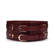 Кожаный пояс для бондажа Liebe Seele Wine Red Waist Cuff, M Size