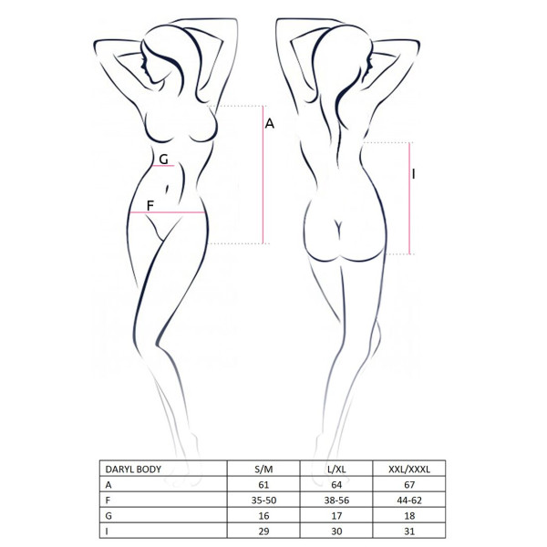 Боди с очень глубоким декольте Passion DARYL BODY S/M, black, Passion (Польша) - IntimLand