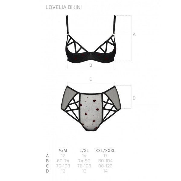 Эротический комплект с рисунком Passion LOVELIA BIKINI L/XL, black, Passion (Польша) - IntimLand