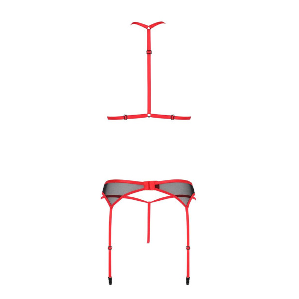 Комплект белья Passion SATARA SET S/M red, топ, пояс для чулок, стринги, Passion (Польша) - IntimLand