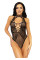Leg Avenue Net and lace halter bodysuit OS Black