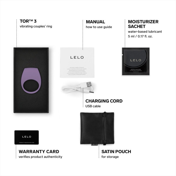 Эрекционное кольцо с вибрацией LELO Tor 3 Violet Dusk, управление со смартфона, Lelo - IntimLand