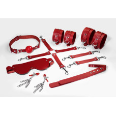 Набор Feral Feelings BDSM Kit 7 Red, наручники, поножи, коннектор, маска, паддл, кляп, зажимы