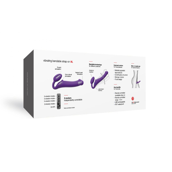 Безремневой страпон с вибрацией Strap-On-Me Vibrating Violet XL, диам. 4,7см, пульт ДУ, регулируемый, Strap-On-Me (Франция) - IntimLand