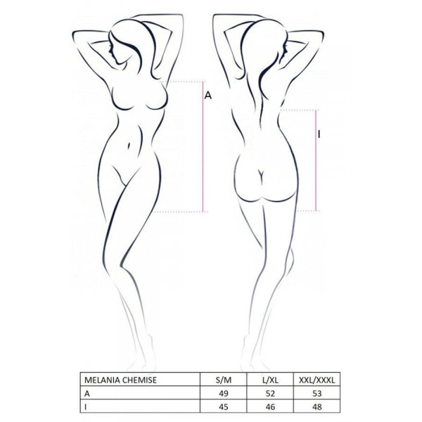 Сорочка прозрачная беби долл Passion MELANIA CHEMISE S/M, black, трусики, на тонких бретелях, Passion (Польша) - IntimLand