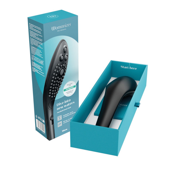 Насадка-стимулятор для душа 2в1 Womanizer Wave Black, массажер для интимных зон, Womanizer (Германия) - IntimLand