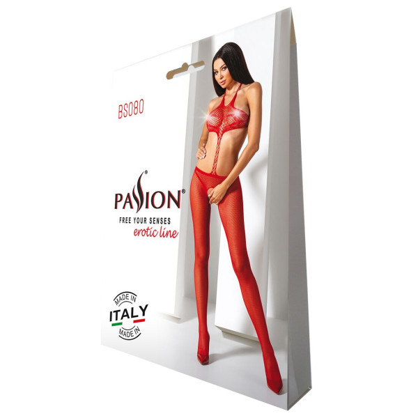 Открытый бодистокинг Passion BS080 red, Passion (Польша) - IntimLand