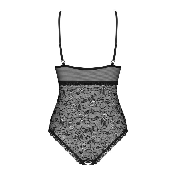 Кружевное боди с доступом 818-TED-1 teddy L/XL, черное, Obsessive (Польща) - IntimLand