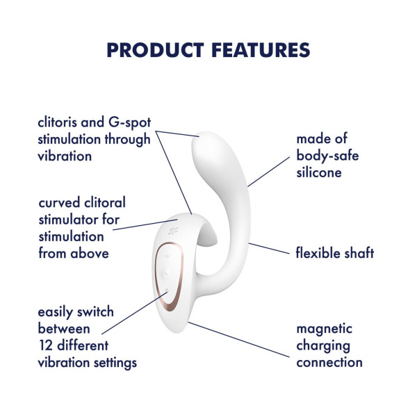 Вагинально-клиторальный вибратор Satisfyer G for Goddess 1 White, 2 мотора, Satisfyer (Германия) - IntimLand
